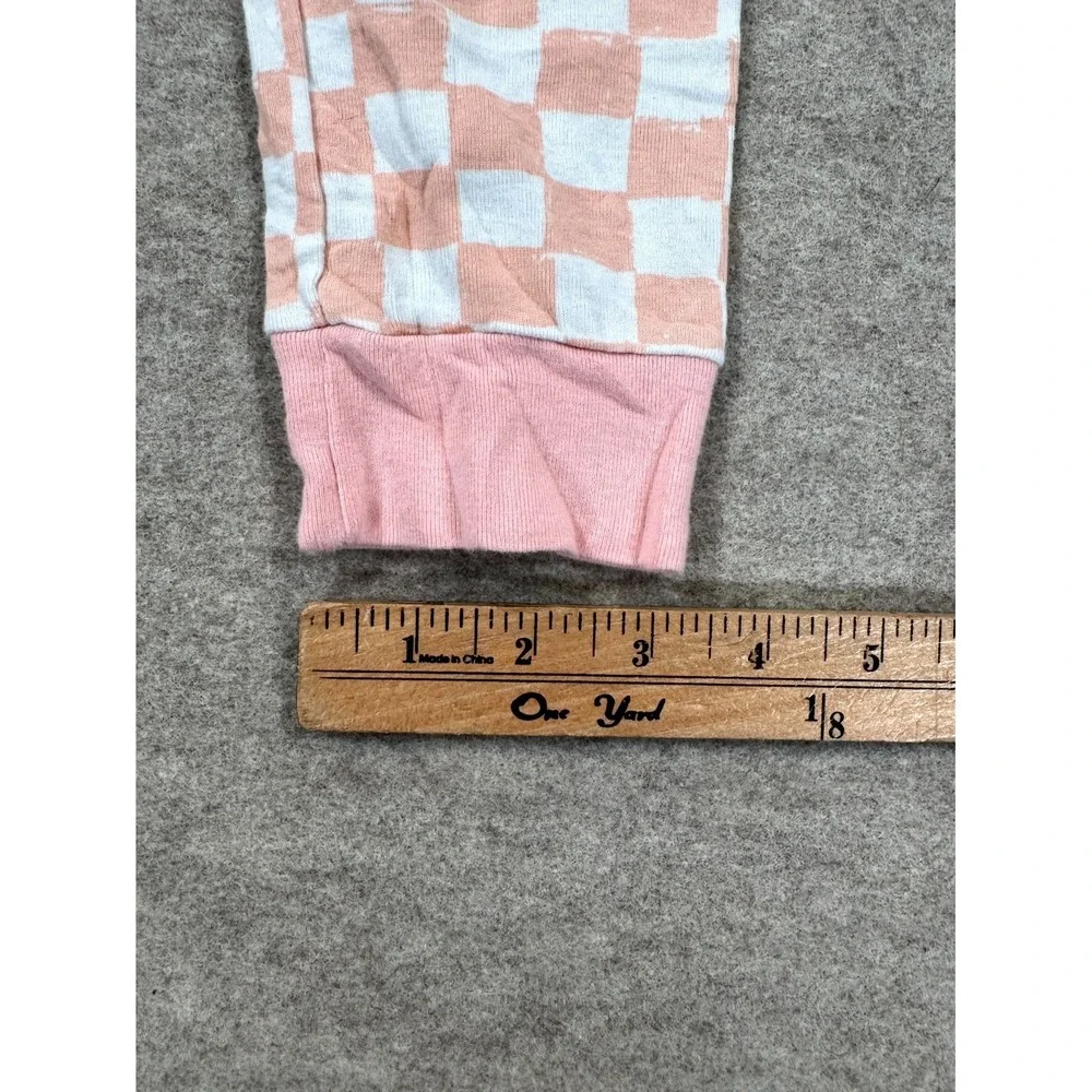 Carter's Pajama Pants Girls 12/12A Peach White Checkered Casual Mid Rise Pull On